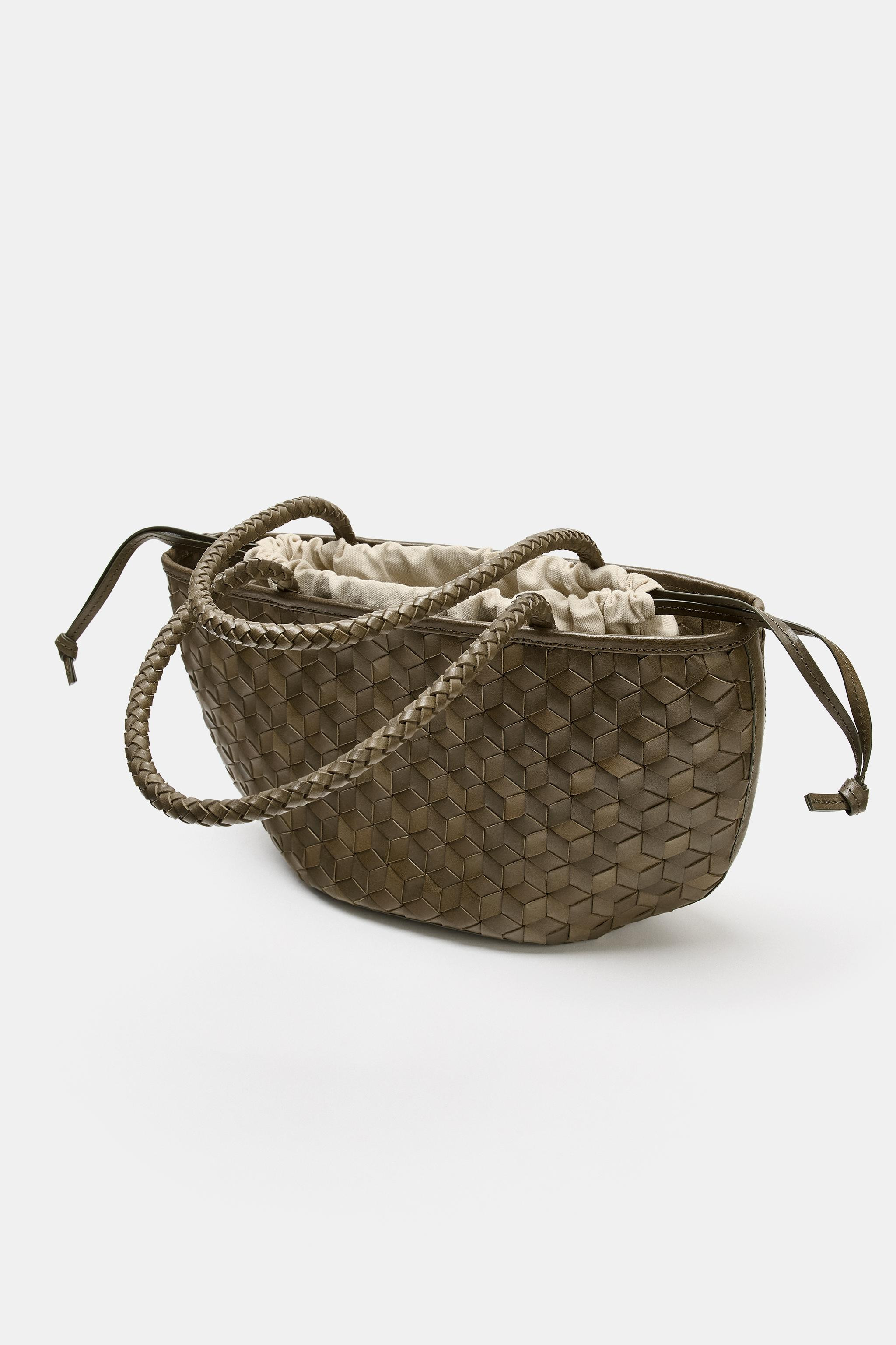 BRAIDED LEATHER SHOULDER BAG | Zara UK