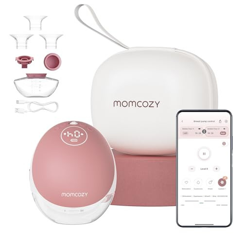 Momcozy Breast Pump Hands Free Upgraded Mobile Flow | M9, App Discreet Control with Personalized Multi-Modes & 15 Levels, Wearable Breast Pump 24mm, 1 Pack Cozy Red | Amazon (US)