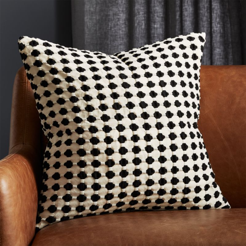 20" Estela Black and White Organic Cotton Pillow with Feather-Down Insert + Reviews | CB2 | CB2