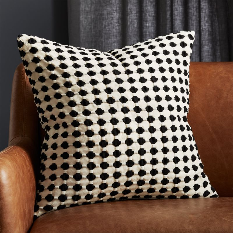 20" Estela Black and White Organic Cotton Modern Throw Pillow with Feather-Down Insert + Reviews ... | CB2