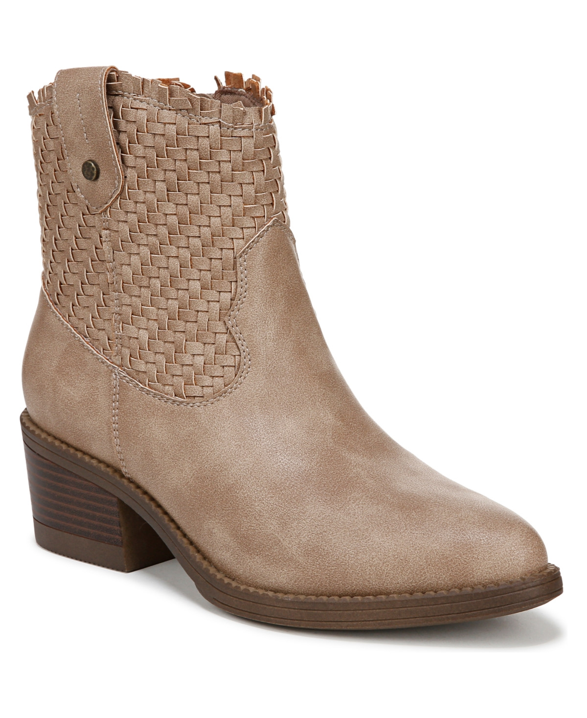 Blowfish Malibu Women's Ricky Block Heel Western Short Boots - Taupe Woven Faux Leather | Macy's
