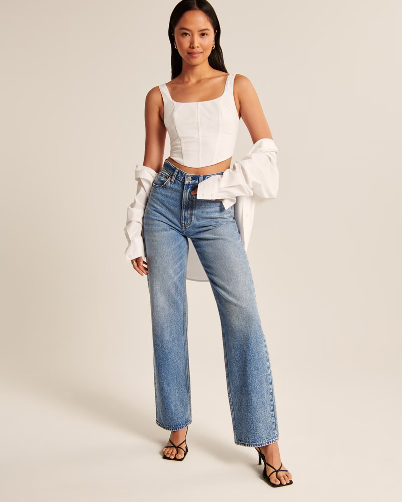 Women's Poplin Corset Tank | Women's Tops | Abercrombie.com | Abercrombie & Fitch (US)