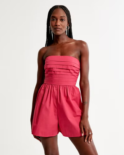 Emerson Ruched Strapless Romper | Abercrombie & Fitch (US)