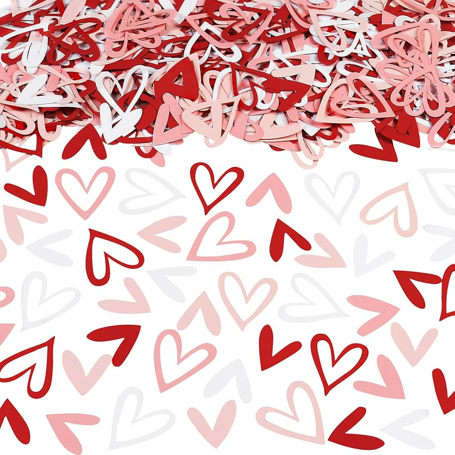 200Pcs Valentine Confetti Hearts, Valentines Table Confetti, Heart Confetti for Tables, Valentine... | Amazon (US)