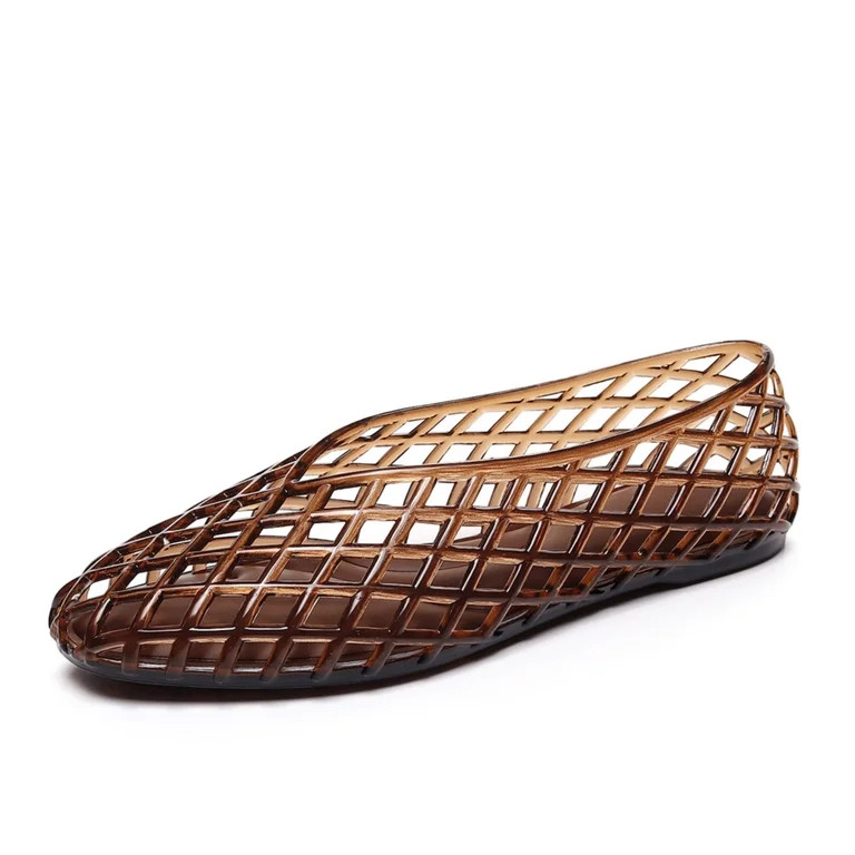 AYUER Women's Brown Jelly Ballet Flats Mesh Sandals | Walmart (US)
