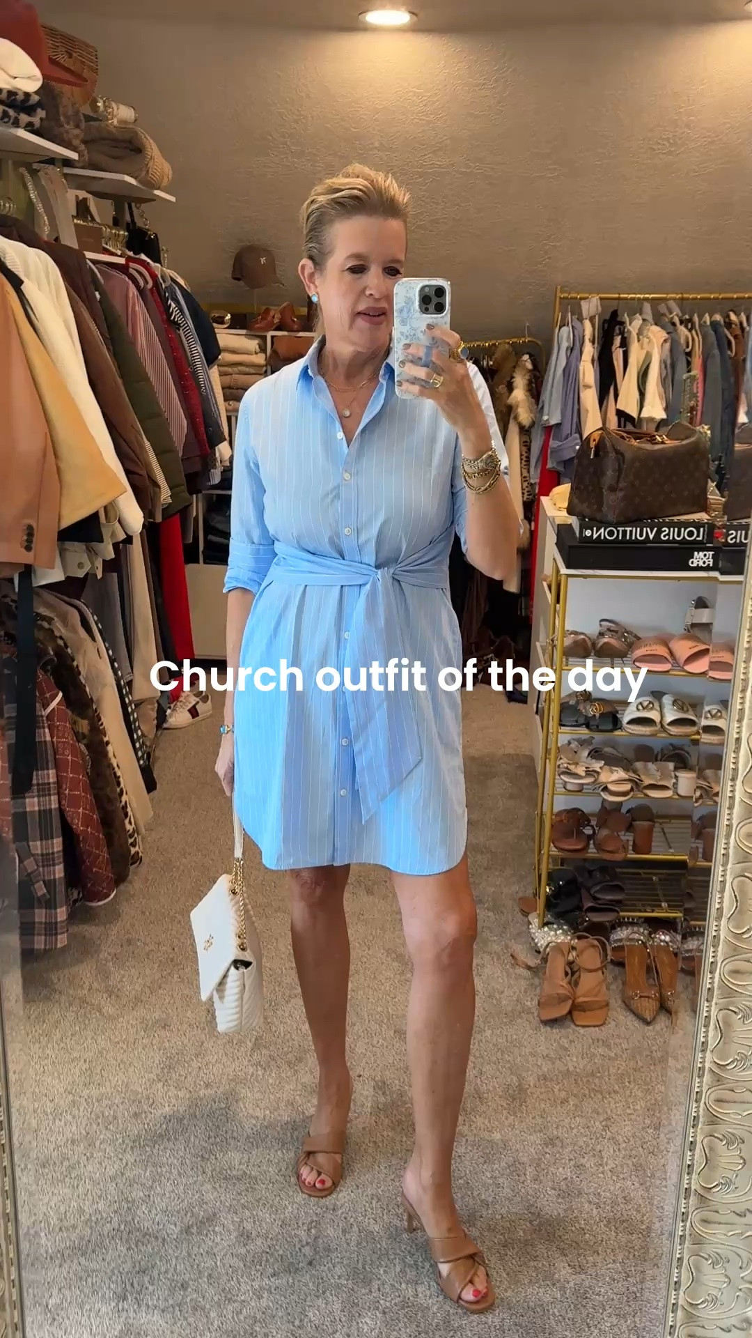 Church outfit of the day!

Spanx shirt dress with tie front detail .. button up, shirt collar and long sleeves

Flattering and perfect for workwear church, brunch a great multi season dress.

Fits tts  and save 15% off with my code Deardarcyxspanx 

Paired with need nide comfy leather heels 

Quilted Bag by Caroline Hill 

Jewelry Julie voz

#LTKootd #LTKOver40 #LTKgrwm