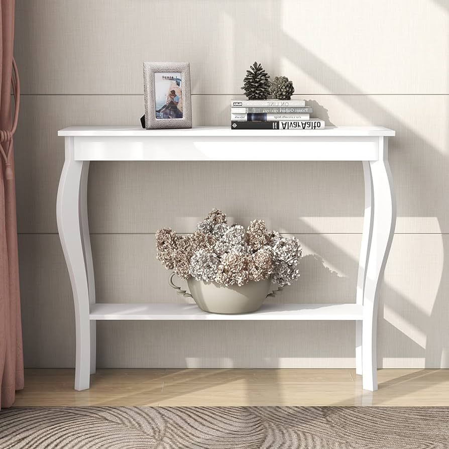 ChooChoo Narrow Console Table, Chic Accent Sofa Table, Entryway Table, White | Amazon (US)