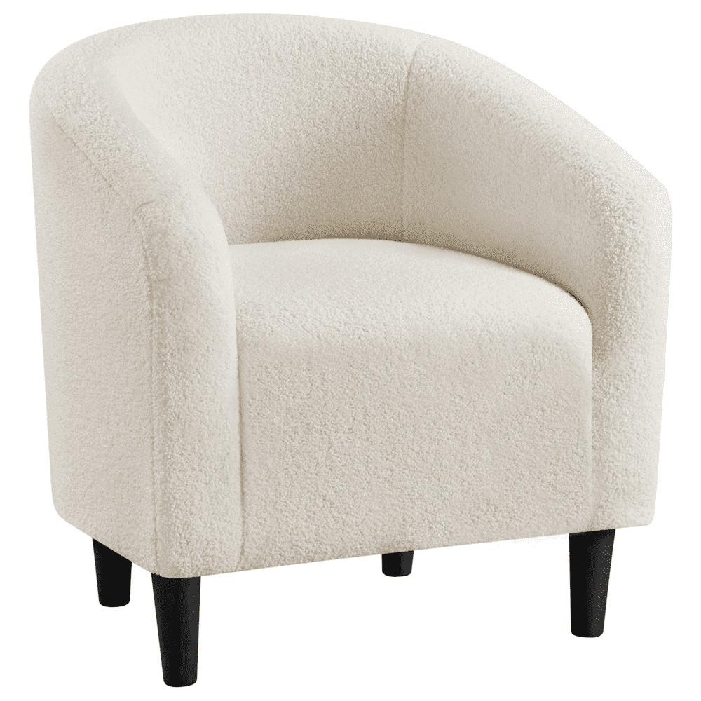 Yaheetech Upholstered Club Chair Boucle  Accent Barrel Chair, Ivory | Walmart (US)