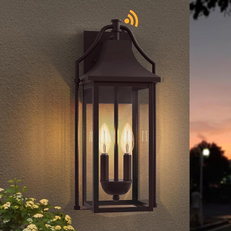Lawyettle 18" Outdoor Wall Sconce, 2-Light Waterproof Dusk to Dawn Exterior Lantern with Glass, O... | Walmart (US)