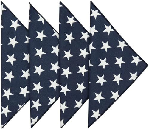 Blue and White Cloth Napkins Dinner, July 4 Decor Patriotic, Mix with Red White and Blue Stars and Stripes, 100% Cotton Linen Napkins 18" x 18" Pk 4 | Amazon (US)
