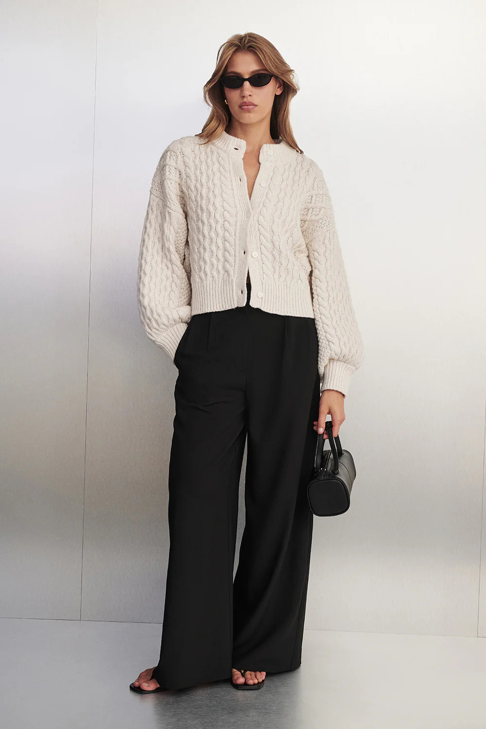 CARMEN IVORY CABLE KNIT CARDIGAN | DISSH