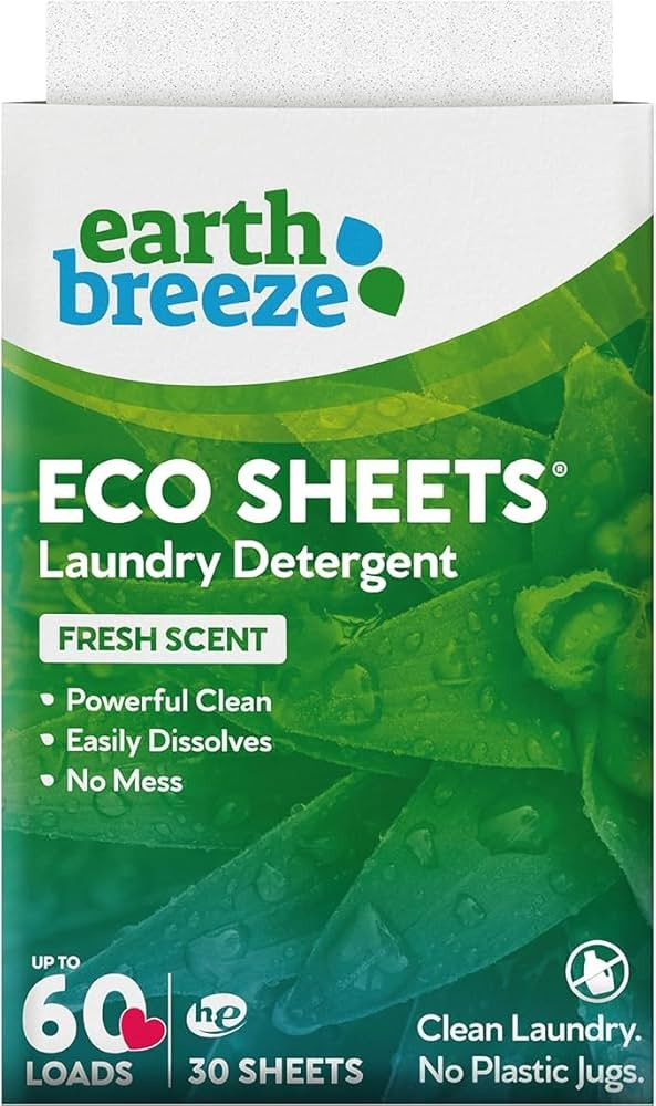 Earth Breeze Laundry Detergent Sheets Fresh Scent - 60 Loads No Plastic Jug Concentrated Laundry ... | Amazon (US)