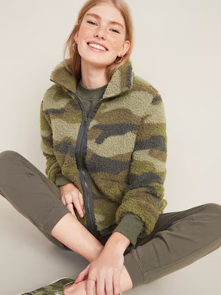 Cozy Sherpa Zip-Front Jacket for Women | Old Navy (US)