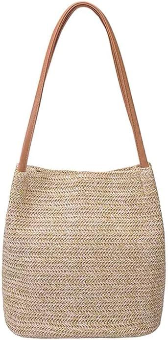 Amazon.com: Aphoraeny Straw Beach Bag Buckets Totes Handbag Shoulder Bag Tote Bag Women Summer Ha... | Amazon (US)