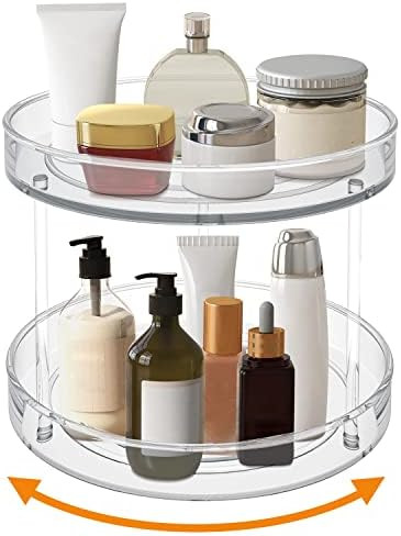 VAEHOLD 2 Tier Lazy Susan Turntable Spice Rack Organizer for Kitchen Cabinet, Farmhouse Tiered Tr... | Amazon (US)