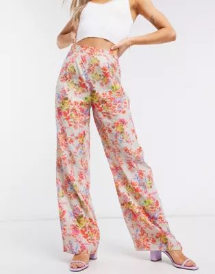 ASOS DESIGN wide leg suit pants in floral | ASOS (Global)