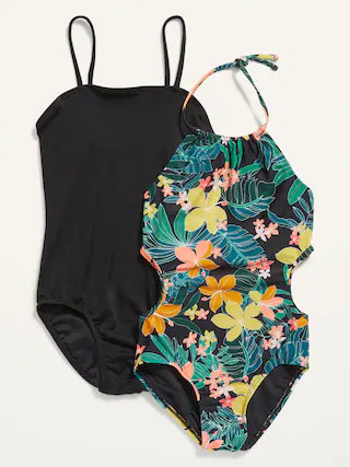 Printed Halter & Bandeau Style One-Piece Swimsuit 2-Pack for Girls | Old Navy (US)