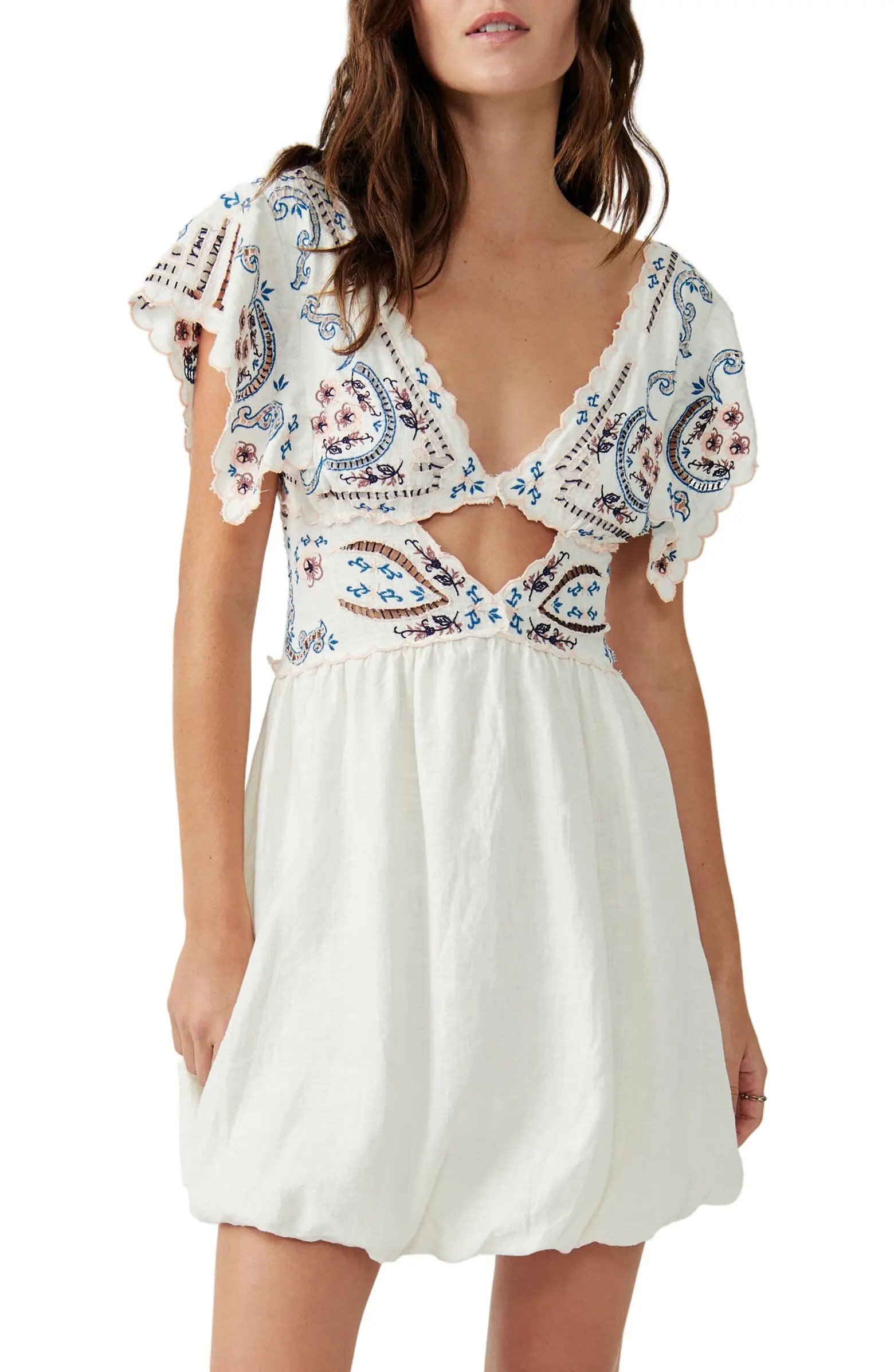 Free People Rambling Roads Embroidered Cutout Minidress | Nordstrom | Nordstrom