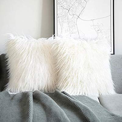 Phantoscope Pack of 2 Luxury Series Throw Pillow Covers Faux Fur Mongolian Style Plush Cushion Ca... | Amazon (US)