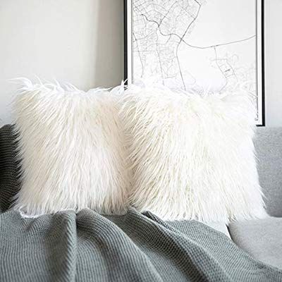 Phantoscope Pack of 2 Luxury Series Throw Pillow Covers Faux Fur Mongolian Style Plush Cushion Ca... | Amazon (US)