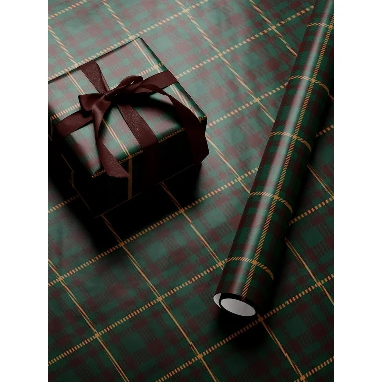 Traditional Christmas Plaid Wrapping Paper Holiday Gift Wrap Tartan Gift Wrap Green Christmas Gif... | Walmart (US)