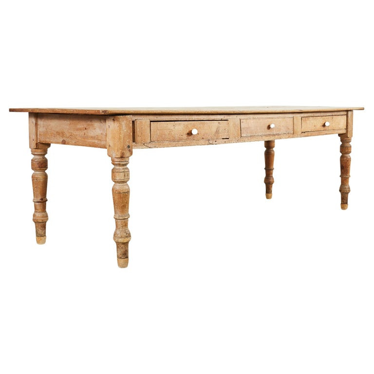 19th Century Country English Provincial Pine Farmhouse Dining Table | 1stDibs