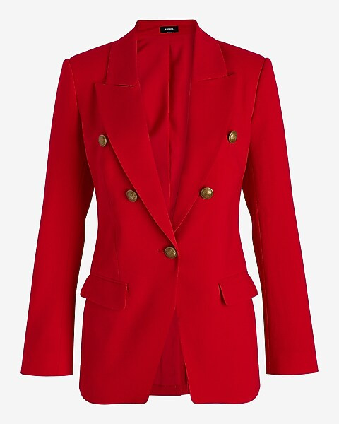 Double Breasted Novelty Button Blazer | Express