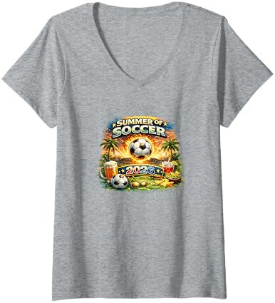 Women's Summer of Soccer 2026 Fan Football Game Day Tropical V-Neck T-Shirt | Amazon (US)