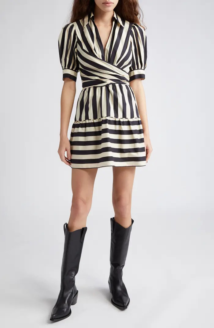 Mixed Stripe Tie Back Minidress | Nordstrom