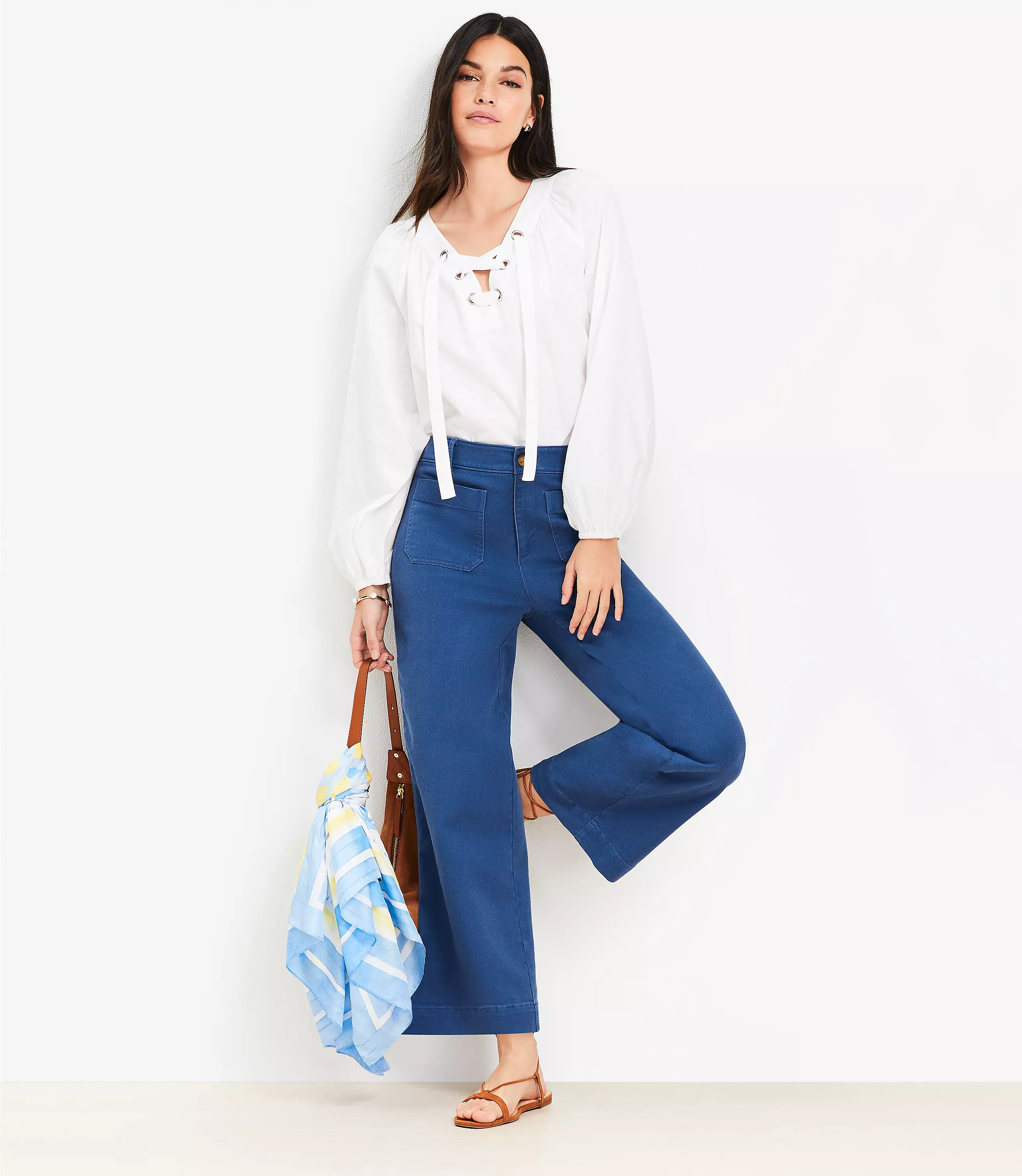 Palmer Wide Leg Crop Pants in Twill | LOFT