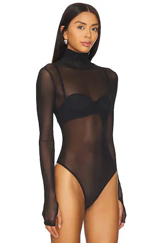 Twila Sheer Bodysuit in Black | Revolve Clothing (Global)
