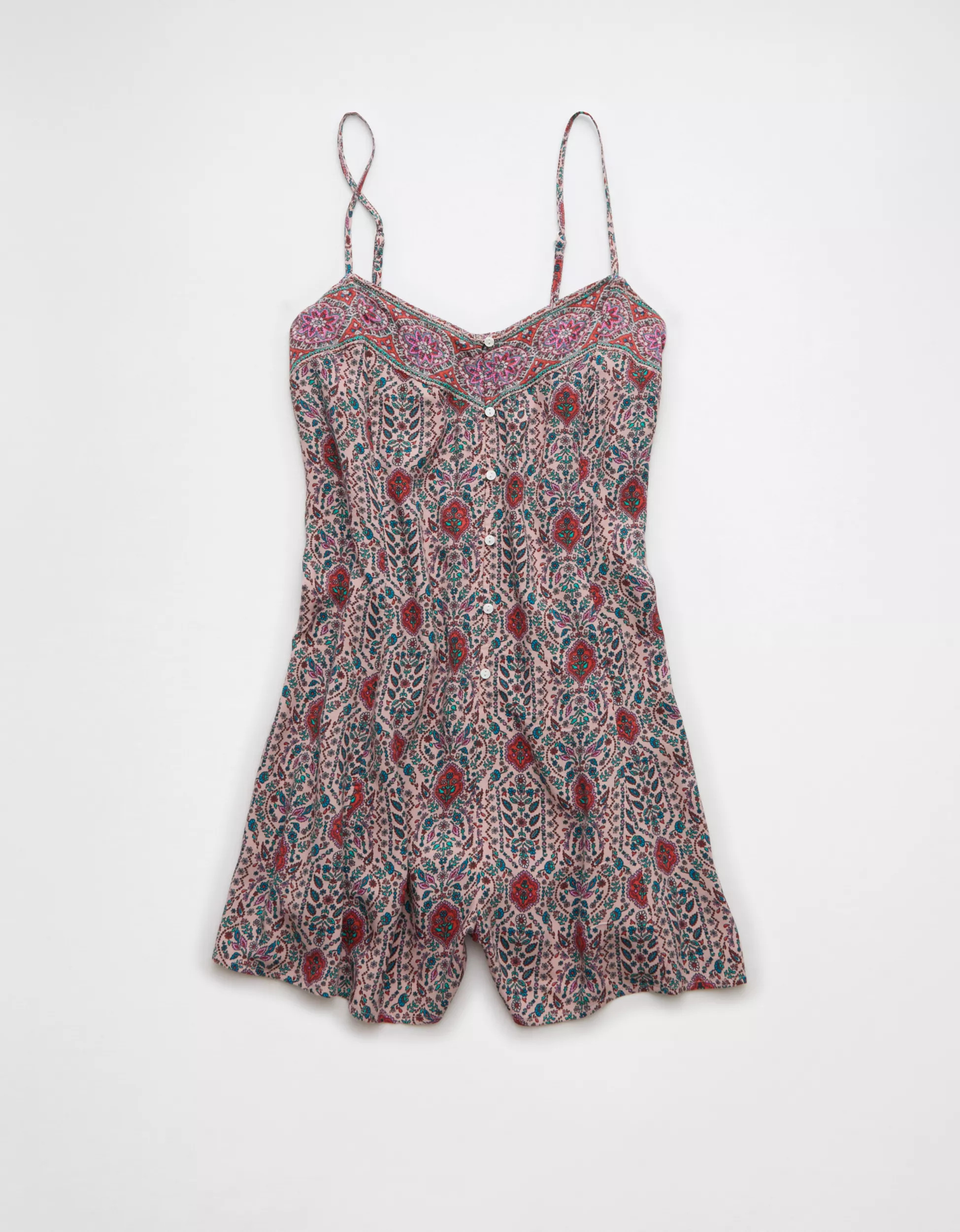 AE Button-Up Flowy Romper | American Eagle Outfitters (US & CA)