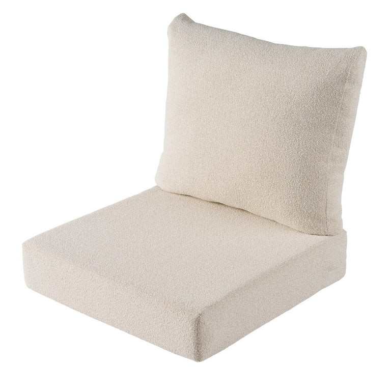 Better Homes & Gardens 24"x 24" Outdoor Deep Seat Cushion, 2-Piece, Cream Boucle | Walmart (US)