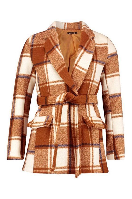 Check Tailored Wool Look Coat | Boohoo.com (US & CA)