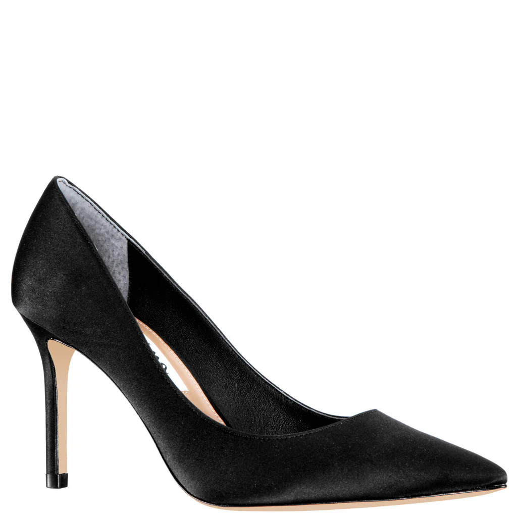 NINA85-BLACK  SATIN HIGH-HEEL CLASSIC PUMP | Nina Shoes
