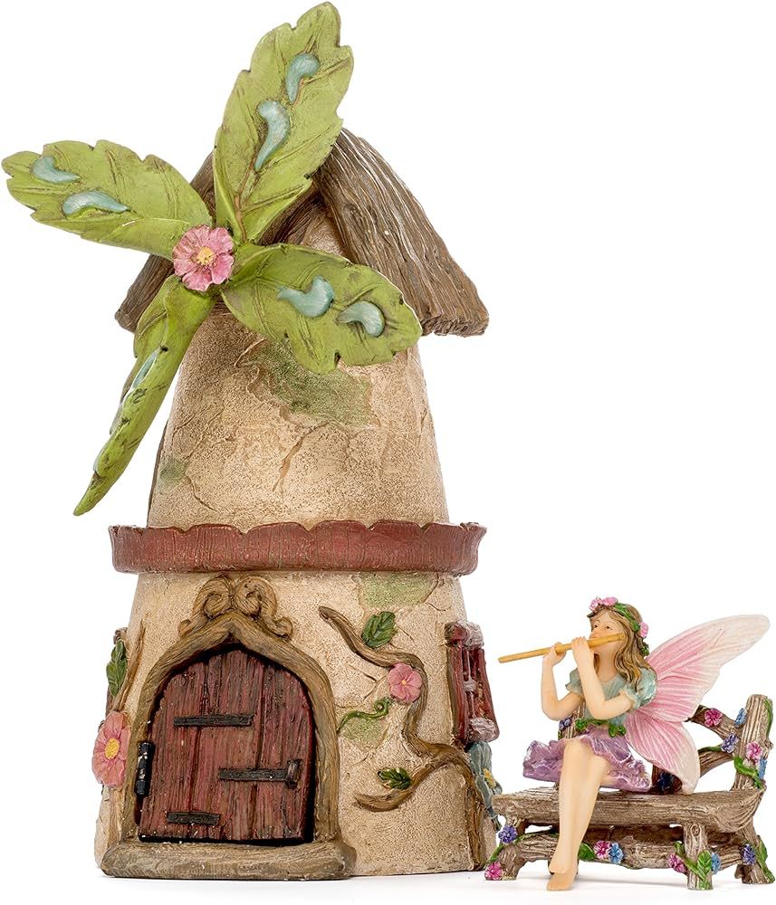 Miniature Fairy Garden House Kit - Mini Fairy Figurines - Indoor or Outdoor 3 Piece Accessory Set | Amazon (US)
