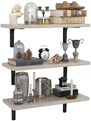 MDLUFFY Farmhouse Floating Shelves - Wood Wall Mounted Storage Rack - Rustic Shelf Home Office Decor | Amazon (US)