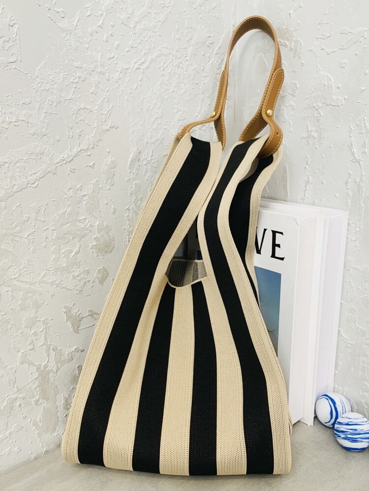 Striped Pattern Crochet Bag With Detachable Strap | SHEIN