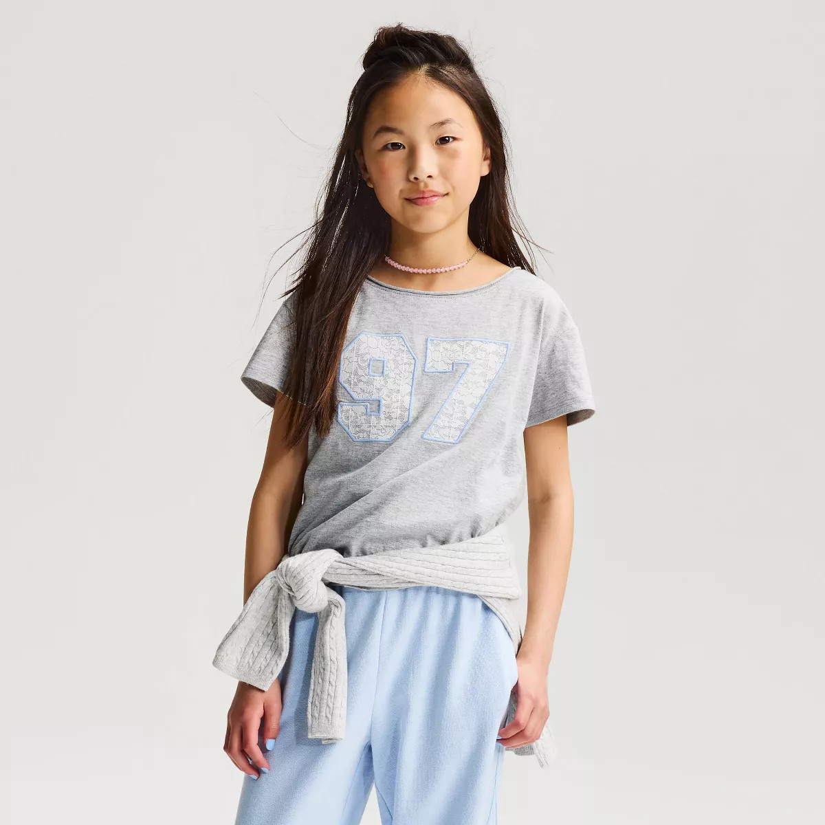 Girls' Short Sleeve 100% Cotton Relaxed Off the Shoulder '97' Graphic T-Shirt - Cat & Jack™ Hea... | Target