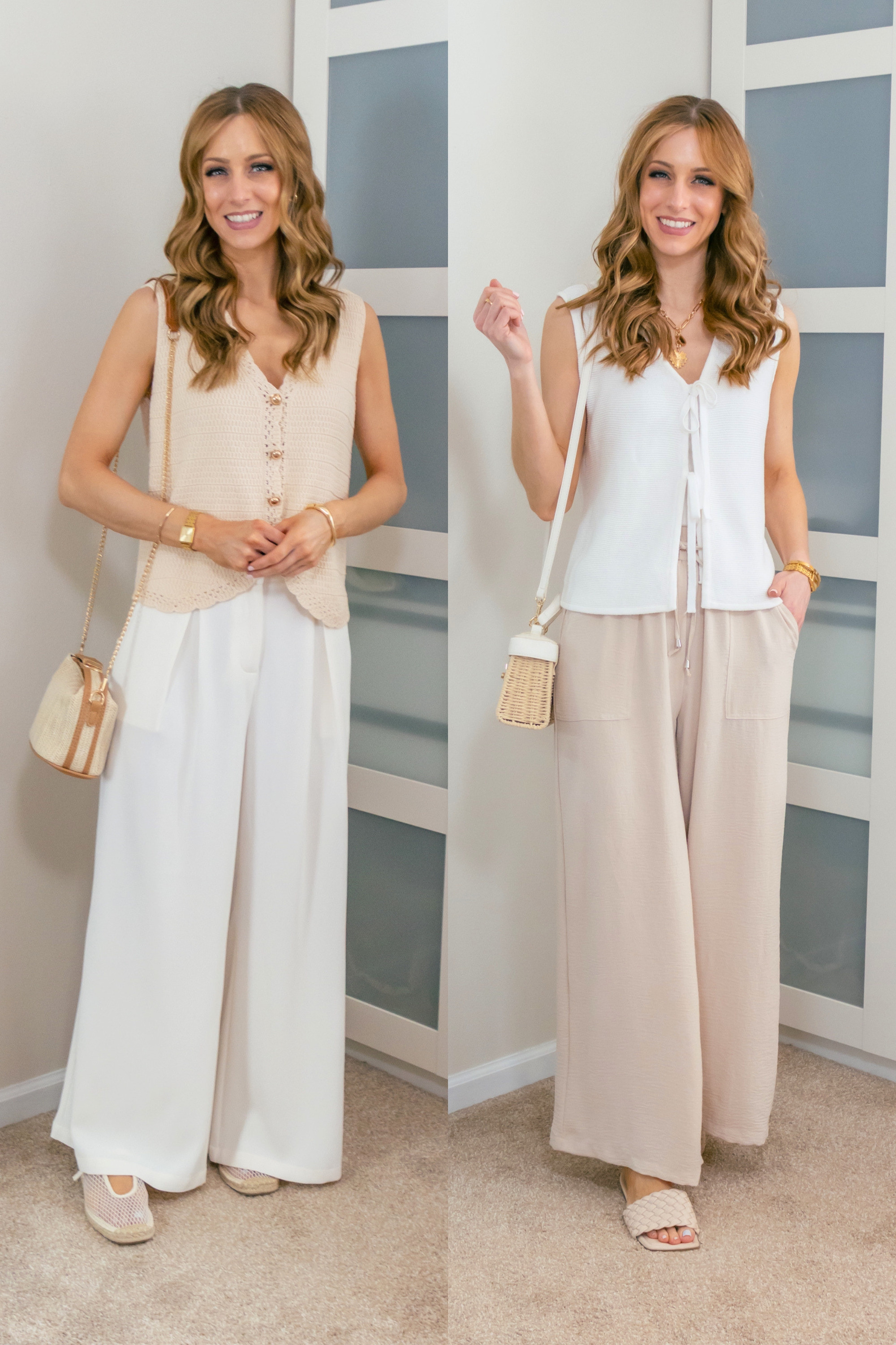Can't go wrong with a palazzo pants outfit for spring and summer! Pair flowy pants with a tie-front top for a relaxed yet chic look. Perfect for summer brunch or casual outings. 
 

 #LTKootd #LTKSeasonal #LTKOver40