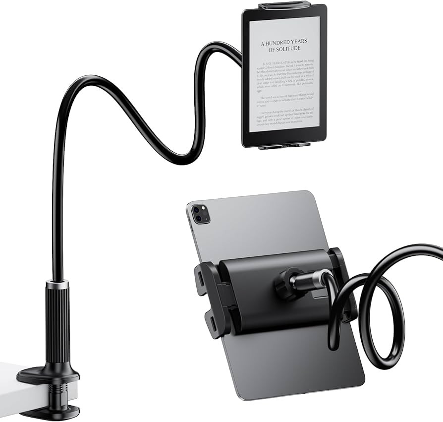 FlyCoco Gooseneck Tablet Stand Holder, [Upgraded] Mount Holder Clip with Flexible Long Arm for Be... | Amazon (US)