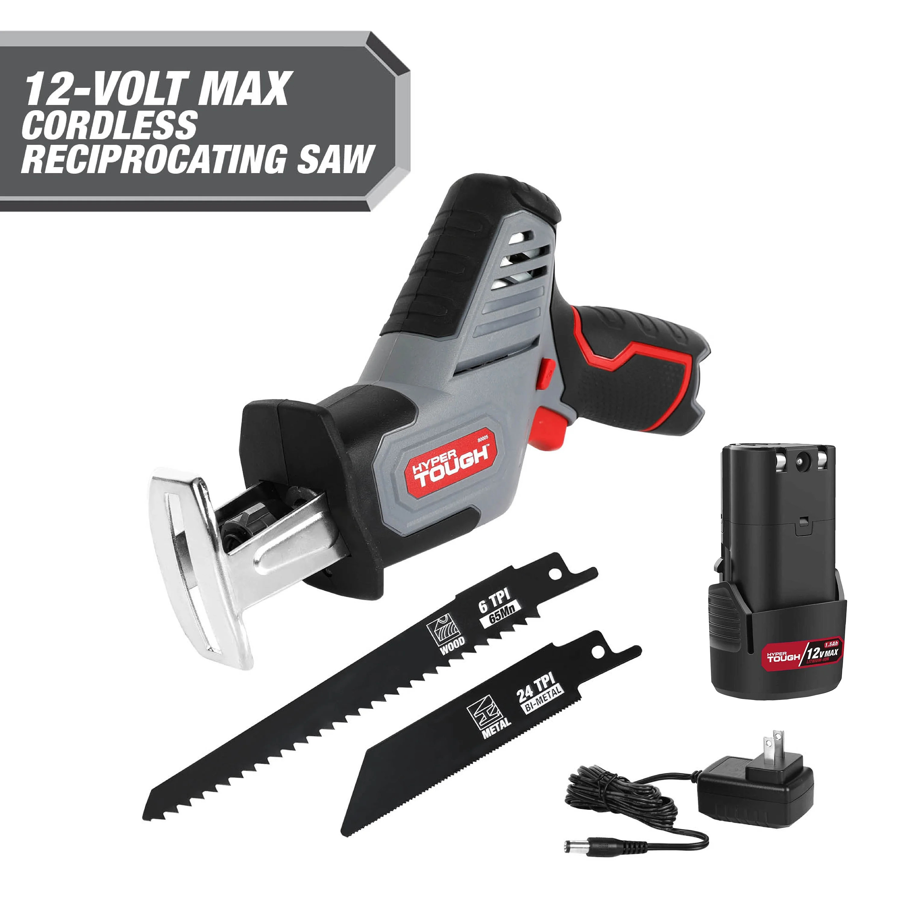Hyper Tough 12V Max Lithium-Ion Compact Reciprocating Saw with 1.5Ah Battery and Charger, 80005 -... | Walmart (US)