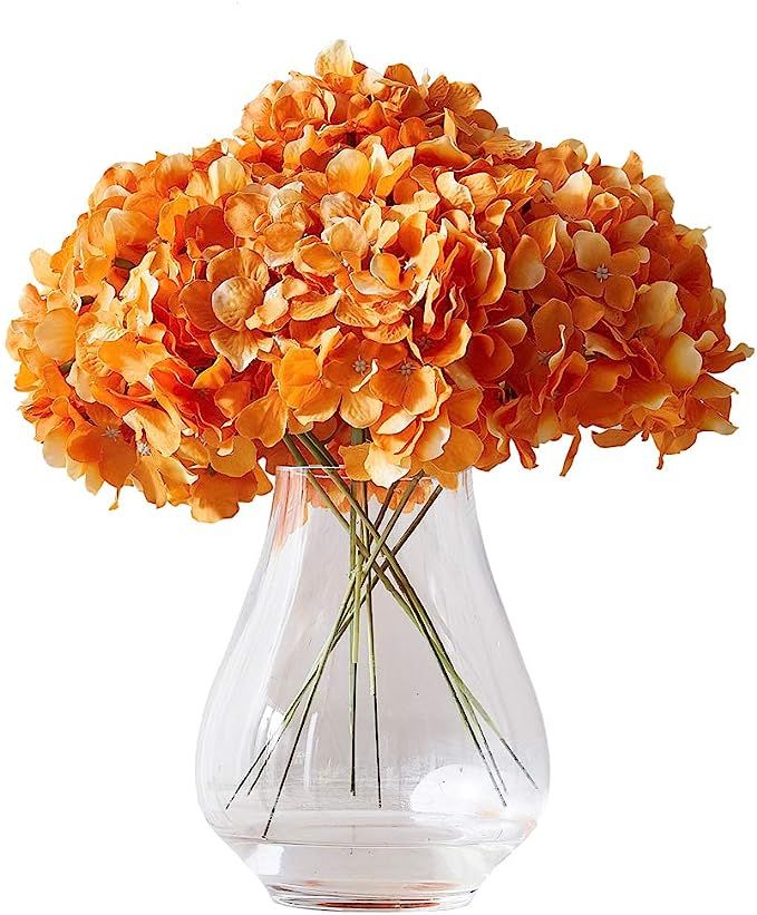 KISLOHUM Orange Hydrangea Silk Flower 10 Heads Artificial Hydrangea Silk Flowers for Wedding Cent... | Amazon (US)