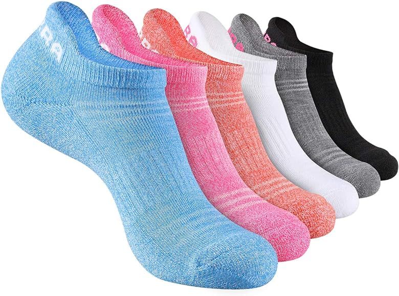 LITERRA Womens Ankle Socks 6-Pairs Athletic Running Low Cut Socks Cushioned | Amazon (US)