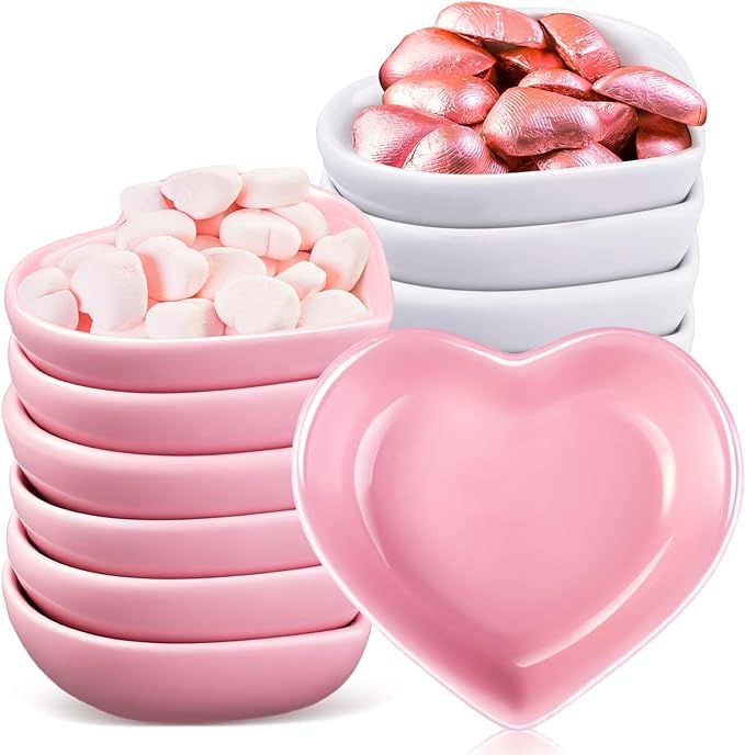 Hushee 12 Pcs Valentine's Day Heart Shaped Side Dish Bowl Ceramic Seasoning Dishes Soy Dipping Sa... | Amazon (US)