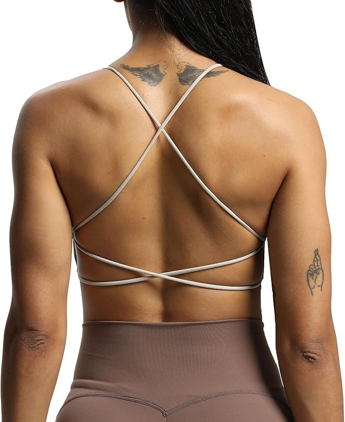 Aoxjox Women's Workout Sports Bras Fitness Veronica Cross Back Padded Low Impact Twist Bra Yoga C... | Amazon (US)