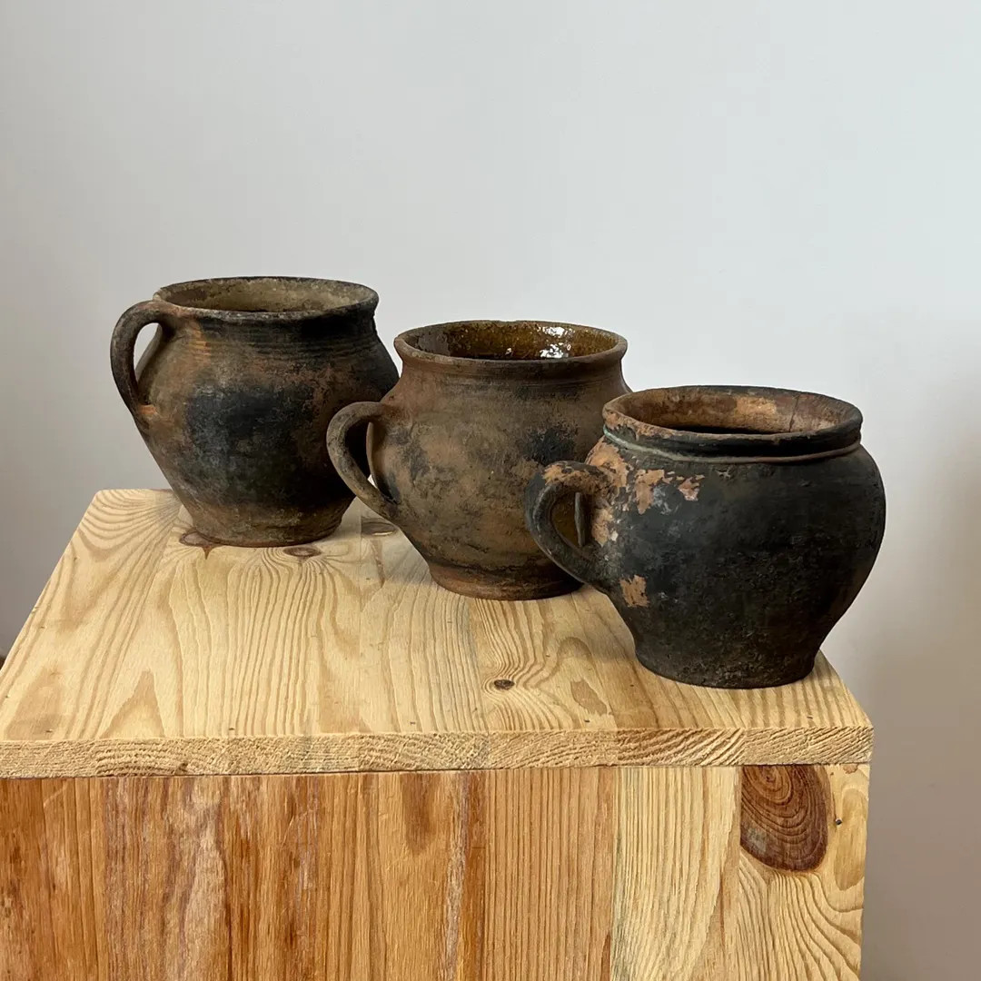 Vintage Black Clay Pot Small Antique Handmade Rustic Pot Antique Clay Vessel - Etsy | Etsy (US)