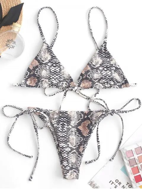 ZAFUL Snakeskin Bralette String Bikini Swimsuit - Multi-a M | ZAFUL (Global)