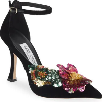 Jimmy Choo Azara Embellished Pointed Toe Velvet Pump (Women) | Nordstrom | Nordstrom