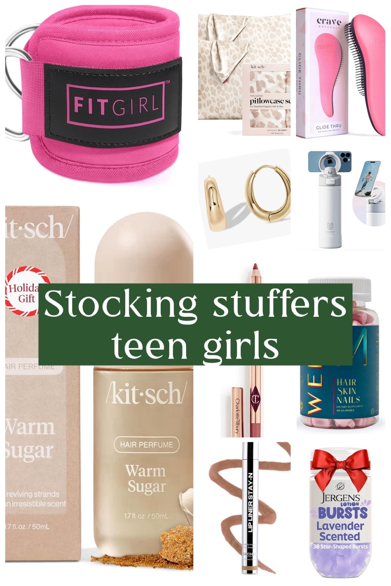 Stocking Stuffers for Teen Girls 🎁💗✨

The cutest teen-approved stocking stuffers — all under-$20 favorites they’ll actually get excited about! From the viral Kitsch warm sugar hair perfume to satin pillowcases, the Glide Thru detangling brush, wellness gummies, and everyday gold hoops, these are the small gifts that feel luxe without the price tag 🎀

Linked my top picks including the soft satin pillowcase set, lavender Jergens lotion bursts, lip liners (the Charlotte Tilbury lookalike + the peel-off liner!), a magnetic phone water bottle, FitGirl ankle strap, and little beauty finds perfect for self-care and everyday glam ✨ Such fun, trendy, aesthetic stocking ideas for teen girls this year!

✨ Everything is Amazon-fast + budget-friendly
✨ Perfect for sisters, daughters, cousins, & bestie gifts

seasonal holiday gifts for teen girls • amazon stocking stuffers • stocking stuffer ideas under $20 • amazon teen gift ideas • beauty gifts for teens • lip liner dupes • hair perfume • satin pillowcase set • trendy teen stocking stuffers • christmas gifts 2024 for teen girls 🎁💗

#LTKBeauty #LTKFindsUnder50 #LTKGiftGuide
